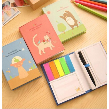 12 Style Creative Hardcover Memo Pad Notepad Sticky Notes Kawaii Stationery Diary