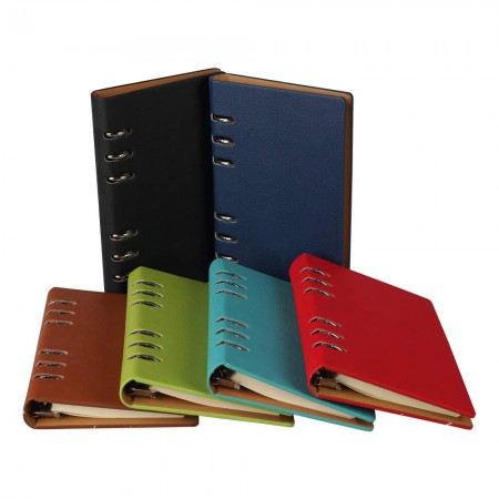 A5 Classic Refillable Notebook Loose Pocket Leather 6 Holes Rings Binder Journal Hard Cover Diary Business Notebook
