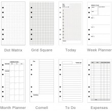 A5/A6/A6/A4/B5 Refill Dot/Matrix/To Do/Grid/Month Planner Paper For Journal Notebook Diary Organizer, 45 Sheets
