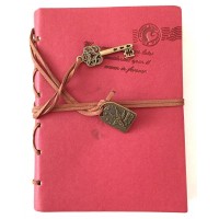 Diary String Key Retro Vintage Classic Leather Bound Notebook (Red)