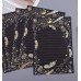 Feather & Music Pattern Gold Foil Embossing Lined Stationery Paper and Envelopes Set including Envelope (White/Black)