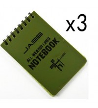 Set of 3 Green Waterproof/All Weather/Shower/Aqua Notes/Notepad/Notebook