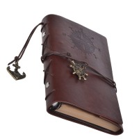 XRHYY Dark Brown Color Vintage Classic PU Leather Notebook for Diary, Travel journal and Note