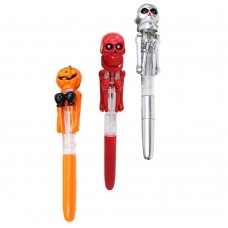 3pcs Halloween Ballpoint Pens Pumpkin Skull Glowing Writing Pen Mixed Styles (Random Color)
