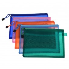 1Pc Random Color Plastic Double Layer A5 Paper Document File Bill Zipper Bag Pencil Pouch