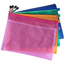 5 Pcs Waterproof Double Layer Zipper File Bags Stationery File Storage Packing Zip Lock Folders Bags Holders For A5 Paper