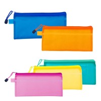 8 Pack A6 Zipper Mesh Pouch Pencil Pouch Pen Bag Multipurpose Travel Bags For Office Supplies Cosmetics Travel - Random Color
