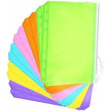 Binder PVC Pocket Notebook Loose Leaf Bags Colorful Holes Zipper Folders Waterproof Pouch Document Filing Bags