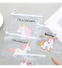 Multi Style Leopard Unicorn student Pencil Case File Storage Bag Cosmetic Bag Cute Transparent Zipper Bag