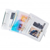 Pockets Portable Photo Album,Shiny Clear 2-Ring Binder Cover Refillable Notebook for Mini Instax,Name Card,Postcards or Picture