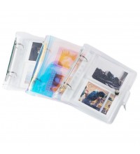 Pockets Portable Photo Album,Shiny Clear 2-Ring Binder Cover Refillable Notebook for Mini Instax,Name Card,Postcards or Picture