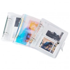 Pockets Portable Photo Album,Shiny Clear 2-Ring Binder Cover Refillable Notebook for Mini Instax,Name Card,Postcards or Picture