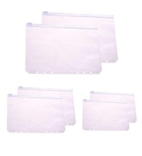 Set of 6Pcs Clear Plastic A5 A6 A7 Size Zipper Pockets Pouches For 6-Ring Notebook Binder Stamp Coupons Pens Erasers Ticket Bill