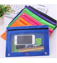 XRHYY 1 Piece Multi Colors 3 Ring Binder Zippered Pencil Pouch With Clear Window