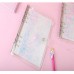 XRHYY 2 Pack Clear Plastic Zipper Pockets Envelopes A5 6-Ring Binder Notebook Built-in Glitter Flakes Decoration Stamp Holder