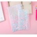 XRHYY 2 Pack Clear Plastic Zipper Pockets Envelopes A5 6-Ring Binder Notebook Built-in Glitter Flakes Decoration Stamp Holder