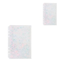 XRHYY 2 Pack Clear Plastic Zipper Pockets Envelopes A5 6-Ring Binder Notebook Built-in Glitter Flakes Decoration Stamp Holder