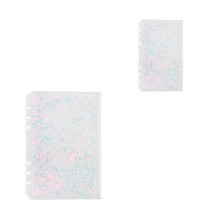 XRHYY 2 Pack Clear Plastic Zipper Pockets Envelopes A5 6-Ring Binder Notebook Built-in Glitter Flakes Decoration Stamp Holder